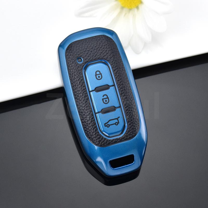 Auto Tpu Leather Car Smart Remote Key Cover Case Bag For Ford Territory Ev Shell Fob Holder Protector Accessories