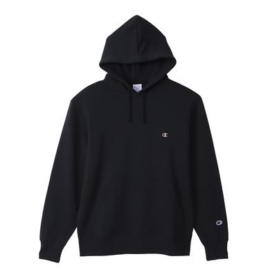 Champion Long Sleeve Fleece Hooded Sweatshirt with Embroidered Size XL Men's Logo, Navy/Beige, (C3-W101Z)