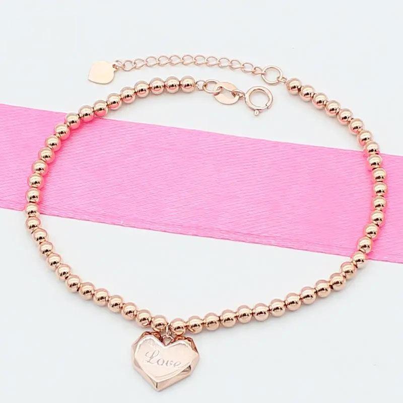 585 Purple Gold-Plated Rose Gold Love Bead Bracelet Korean Version Of Exquisite Fashion Color Gold Bracelet
