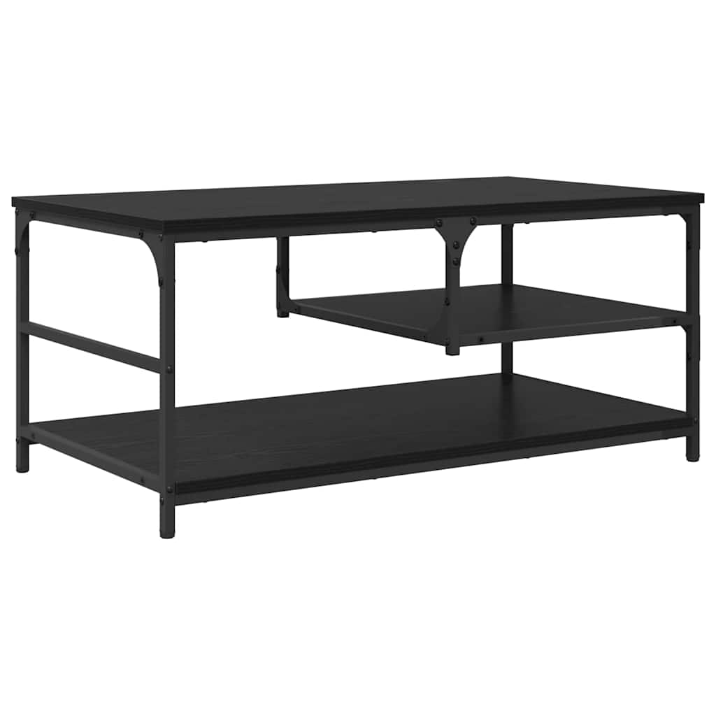 Coffee Table Black with Oak Effect 90 X 49 X 40 Cm Engineered Wood