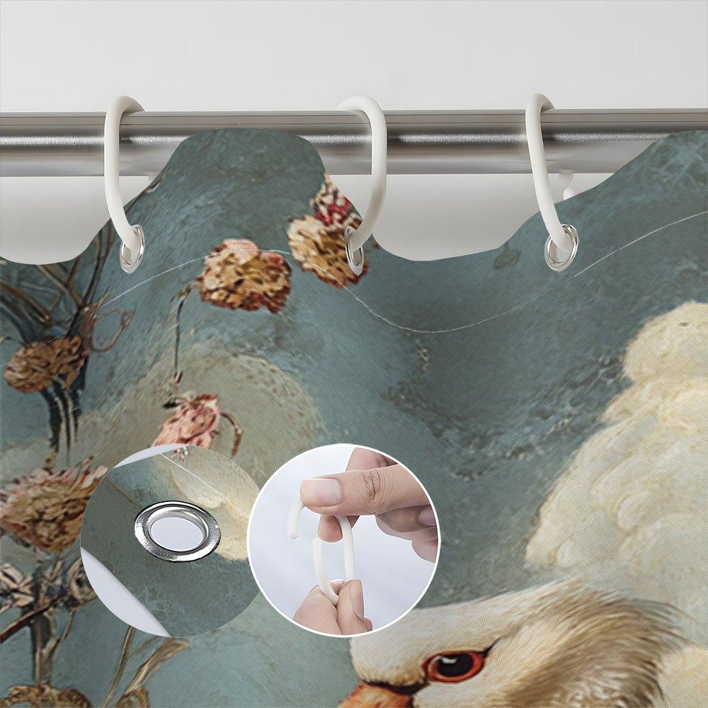 Elevate Your Bathroom with a Waterproof Shower Curtain Featuring Elegant Bird and Floral Design for Aesthetic Appeal