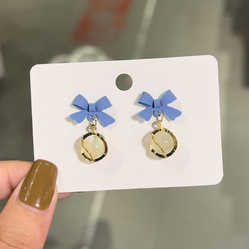 

Blue Bowknot Women s Dangle Earrings Small Acrylic Pendants Wrap Geometric Bohemian Ear Zircon aretes de mujer modernos 2023