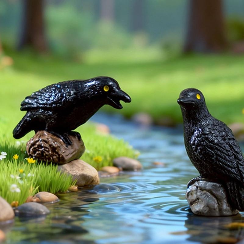 3PCS Beautiful Jackdaw Sculptures Intricate Build Birds Fashion Decoration Great For Outside And Indoor Enhancement