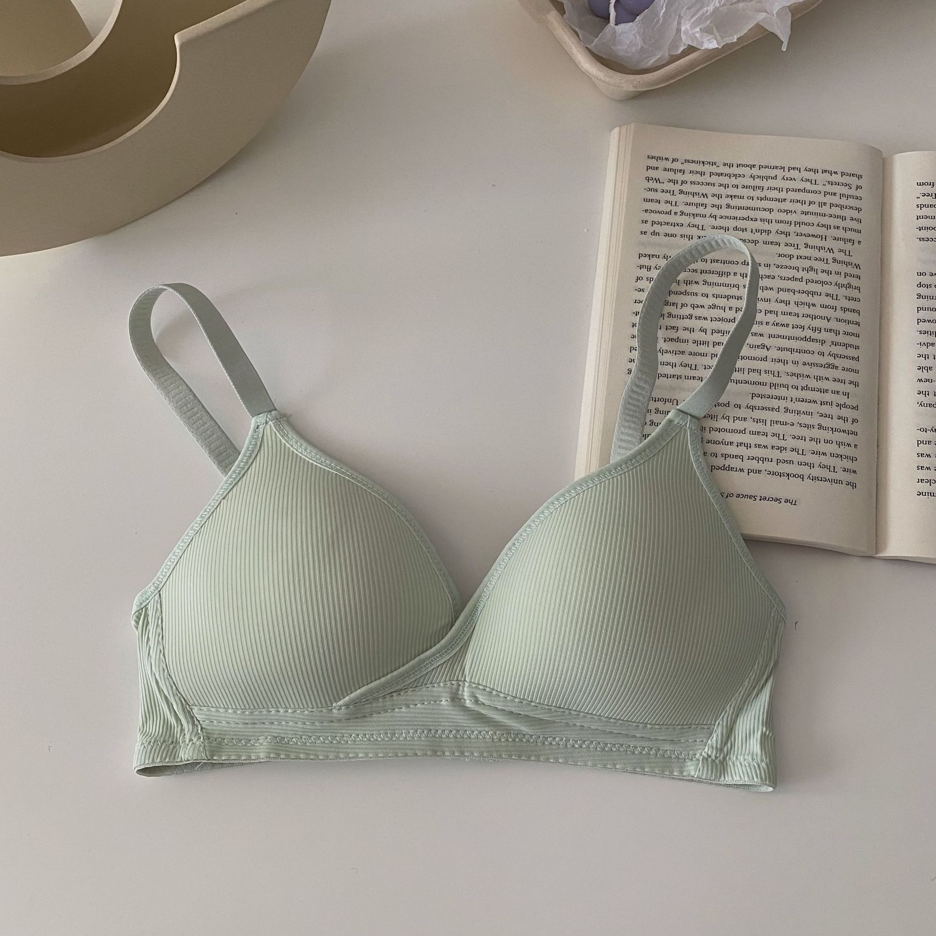 

Женский бюстгальтер Breatahble для девочек-подростков с чашками AB, нижнее белье, женский бесшовный бюстгальтер Grather, тренировочный бюстгальтер для девочек 32/70AB зелёный