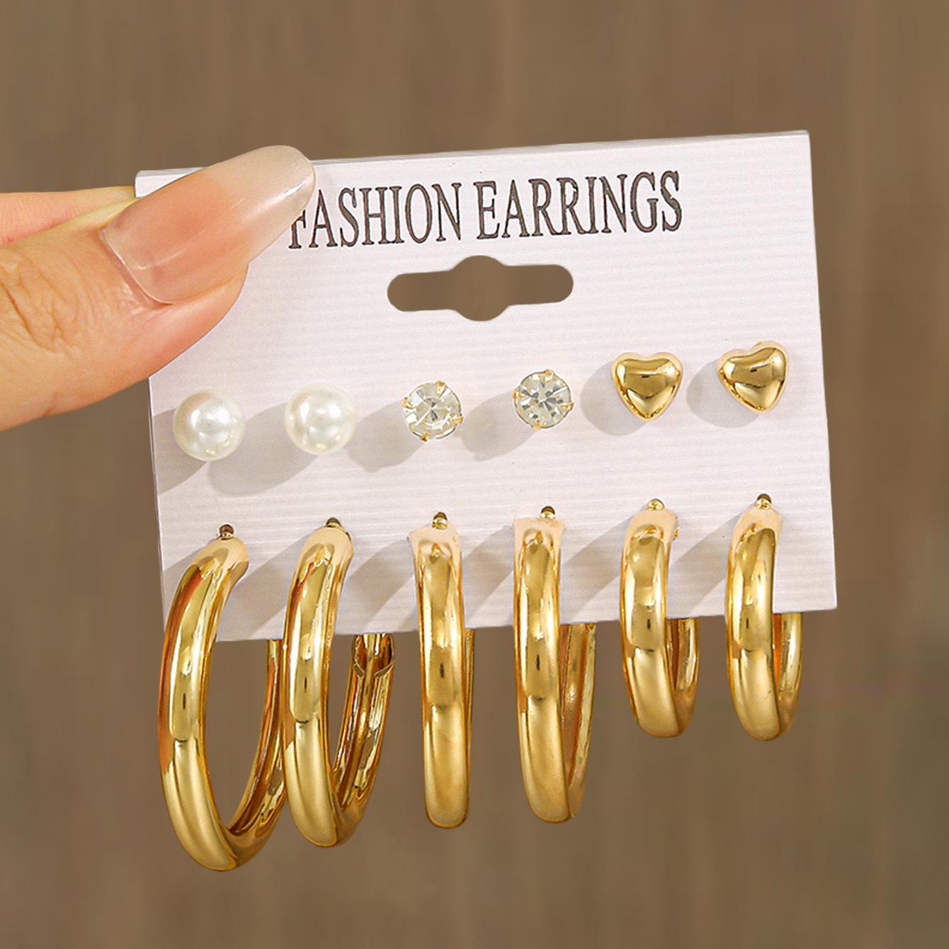 Ring design inlaid rhinestone earrings set simple earrings hot-selling earrings