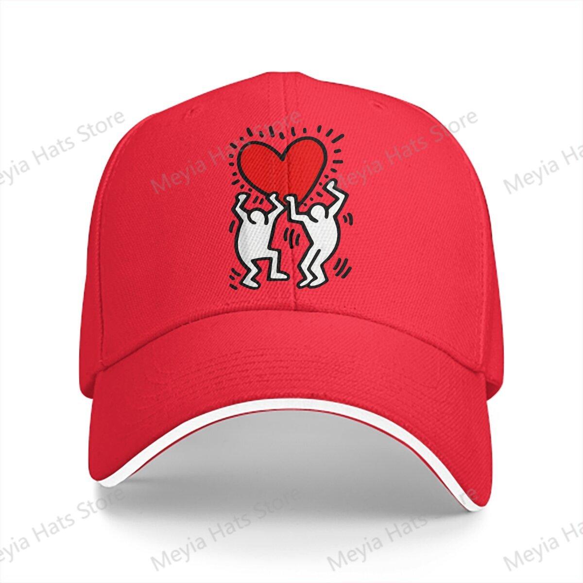 

Heart Retro Haring Geometric Graffiti Sunprotection Cap Sun Visor Hip Hop Caps Cowboy Hat Peaked Hats One Size
