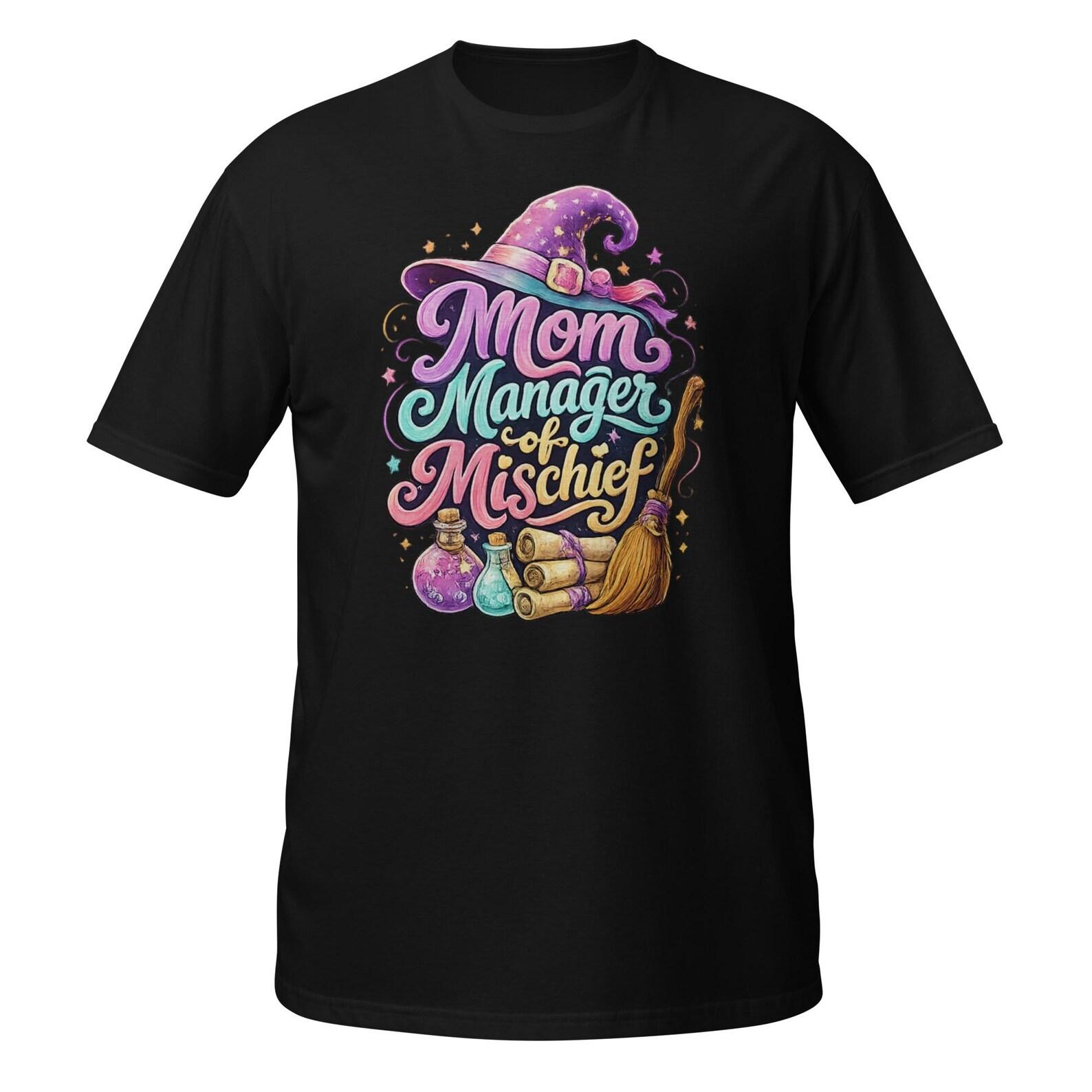 Mom Manager of Mischief Magical T-Shirt, Funny Mom Graphic Tee M