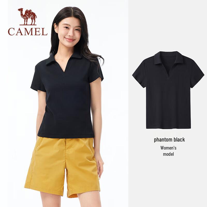 CAMEL Women s Outdoor Quick-Dry V-Neck Polo T-Shirt M
