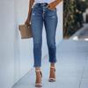 Women's High Waist Washed Women's Jeans Fashionable Versatile Straight Leg Pants