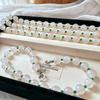 Retro Large Particle Natural White Chalcedony Natural Green Chalcedony Agate Contrasting Color Necklace Women'S Collarbone Chain Neck Chain