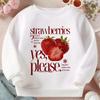 Kids Crewneck Long Sleeve Sweatshirt, Strawberry Text Graphic Print