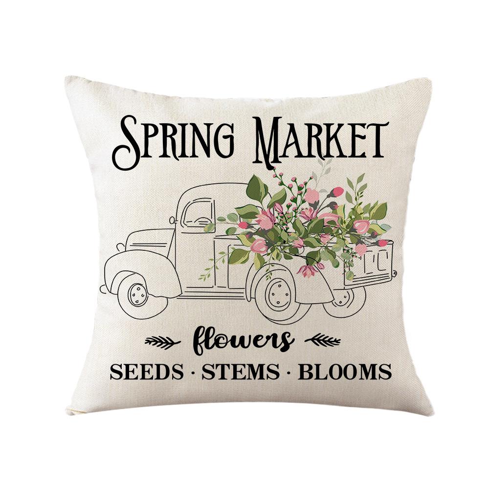 Thick Linen Printed Fabric Pillowcase Large Cushion Sofa Office Bedside Pillowcase Lumbar Pillow Car Backrest
