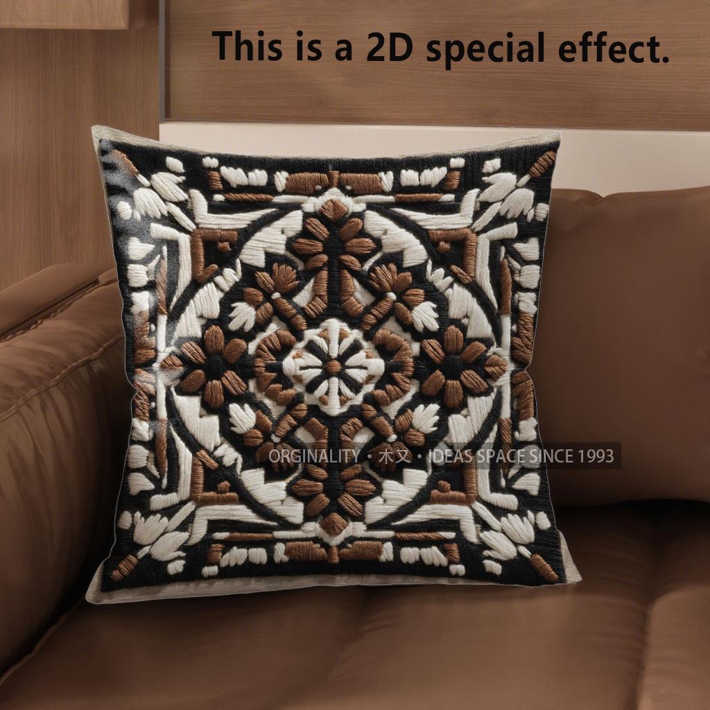 2D Colorful Floral Patterned Embroidered Pillow Covers Pattern Cushion Cover Suitable For Sofa Bedroom Car Pillow Cover