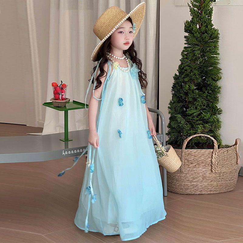 

Girls Gradient Sundress - Summer 2025: Fairy Style for Big Kids, Perfect for Seaside Vacations and Beach Days 140 cm