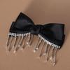 New Bow Rhinestone Tassel Hair Clips Barrettes Hairpins for Women Spring Ponytail Clips Girls Hair Accessories Shiny Headwear
