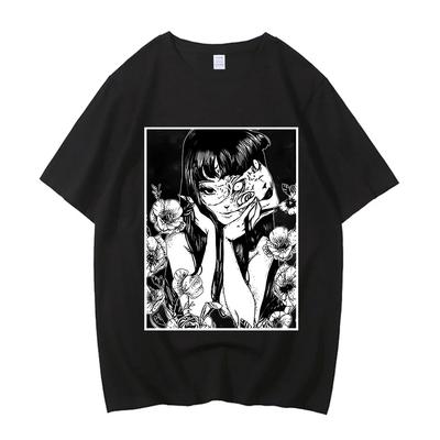 Cartoon Junji Ito Uzumaki T-Shirt Horror Japan Guro Funny Girl Anime High Quality Cotton T Shirt Gift Shirt