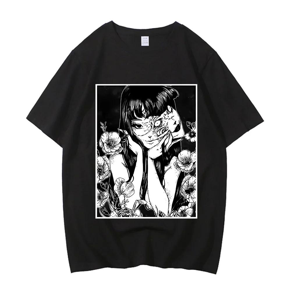 Kreslené tričko Junji Ito Uzumaki Horor Japonsko Guro Vtipné Dívčí Anime Vysoce kvalitní bavlněné tričko Dárkové tričko