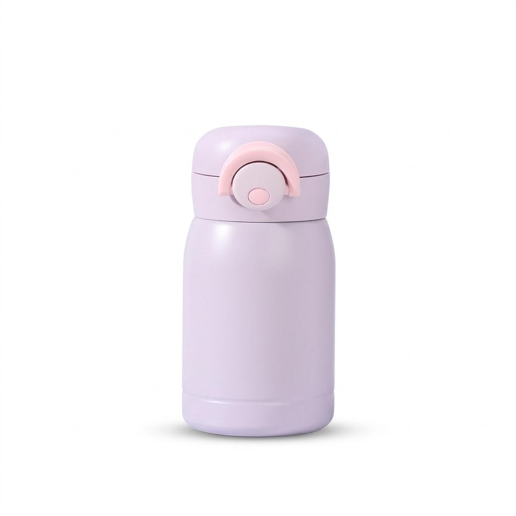 

Portable 304 Stainless Steel Kids Insulated Water Bottle One Touch Lid 350ml лавандовий