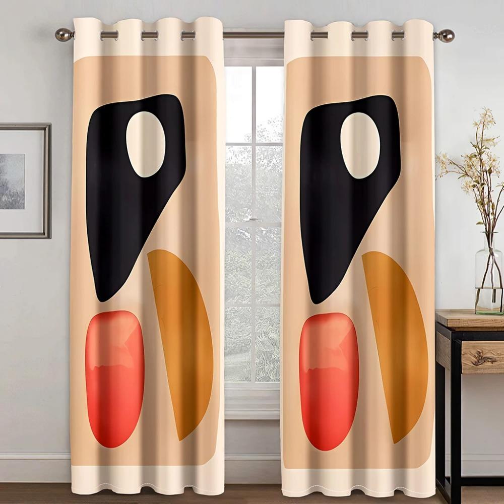 Einfache Moderne Kunst Abstrakt Stilvoll Bunt Fenster Vorhänge Jalousien Für Wohnzimmer Schlafzimmer Badezimmer Küche Tür Heimdeko 2Stk