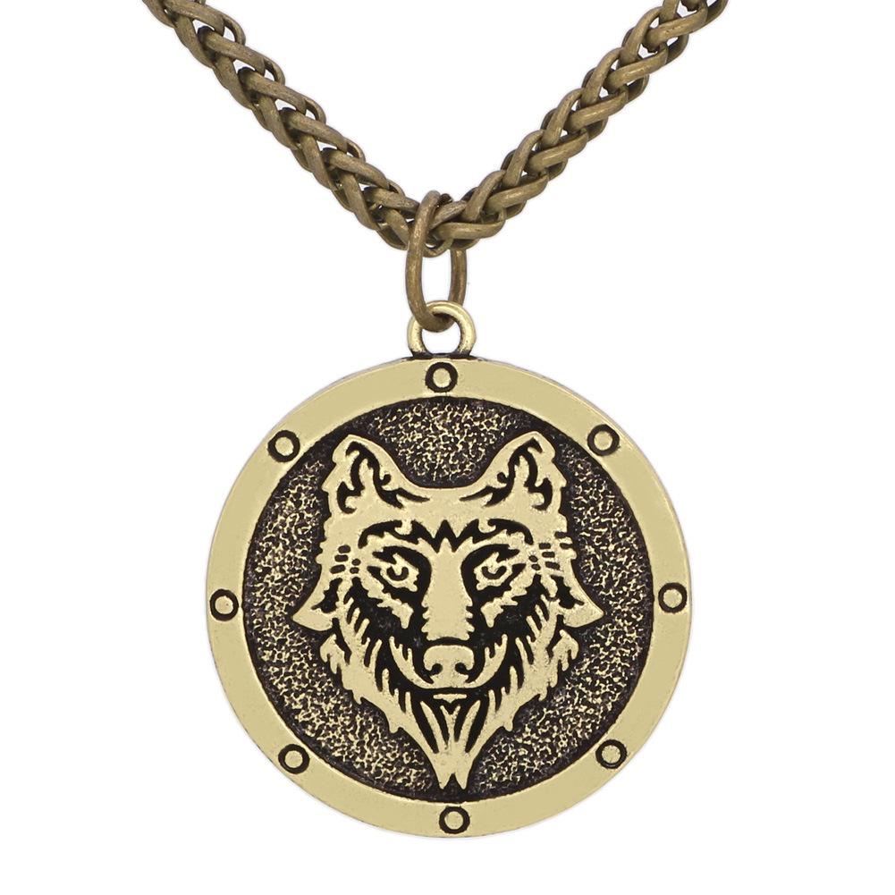 European American Viking Pirate Odin Celtic Wolf Head Pendant Necklace