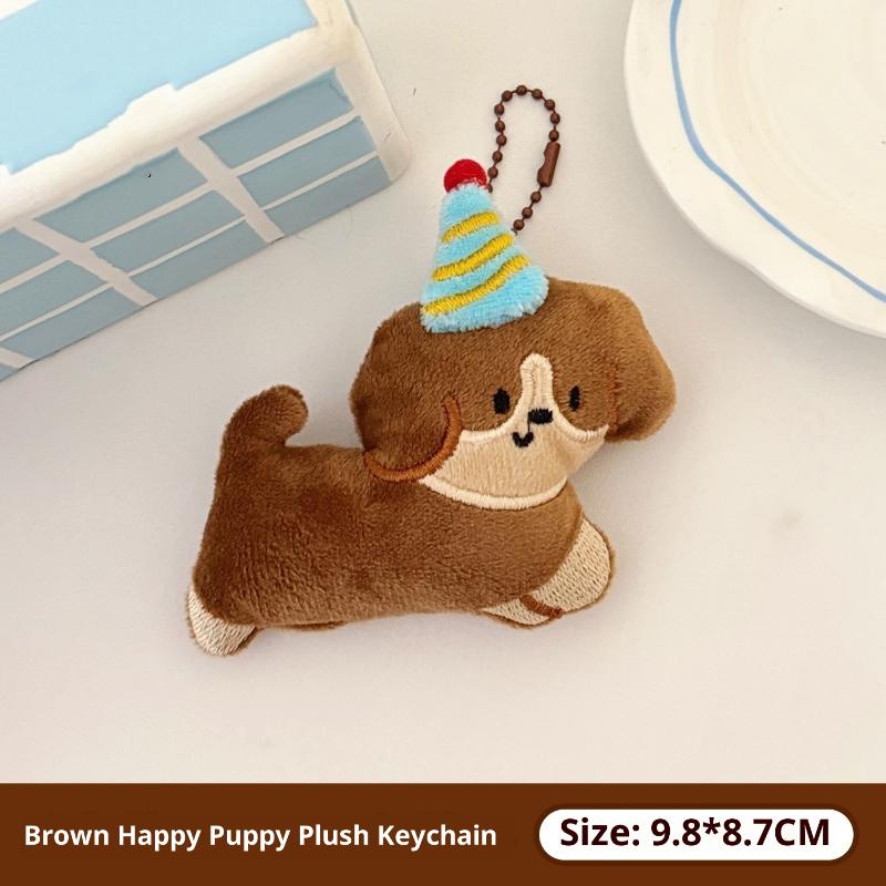 Cute Cartoon Plush Animal Keychains Kawaii Puppies Kittens & Bear Doll Charms Backpack Hanging Pendants Accessory Gifts