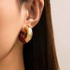 PuRui Trendy White/Black/Red C Shape Stud Earrings for Women New Acrylic Simple Earrings Ladies Party Wedding Zircon Gifts 2024