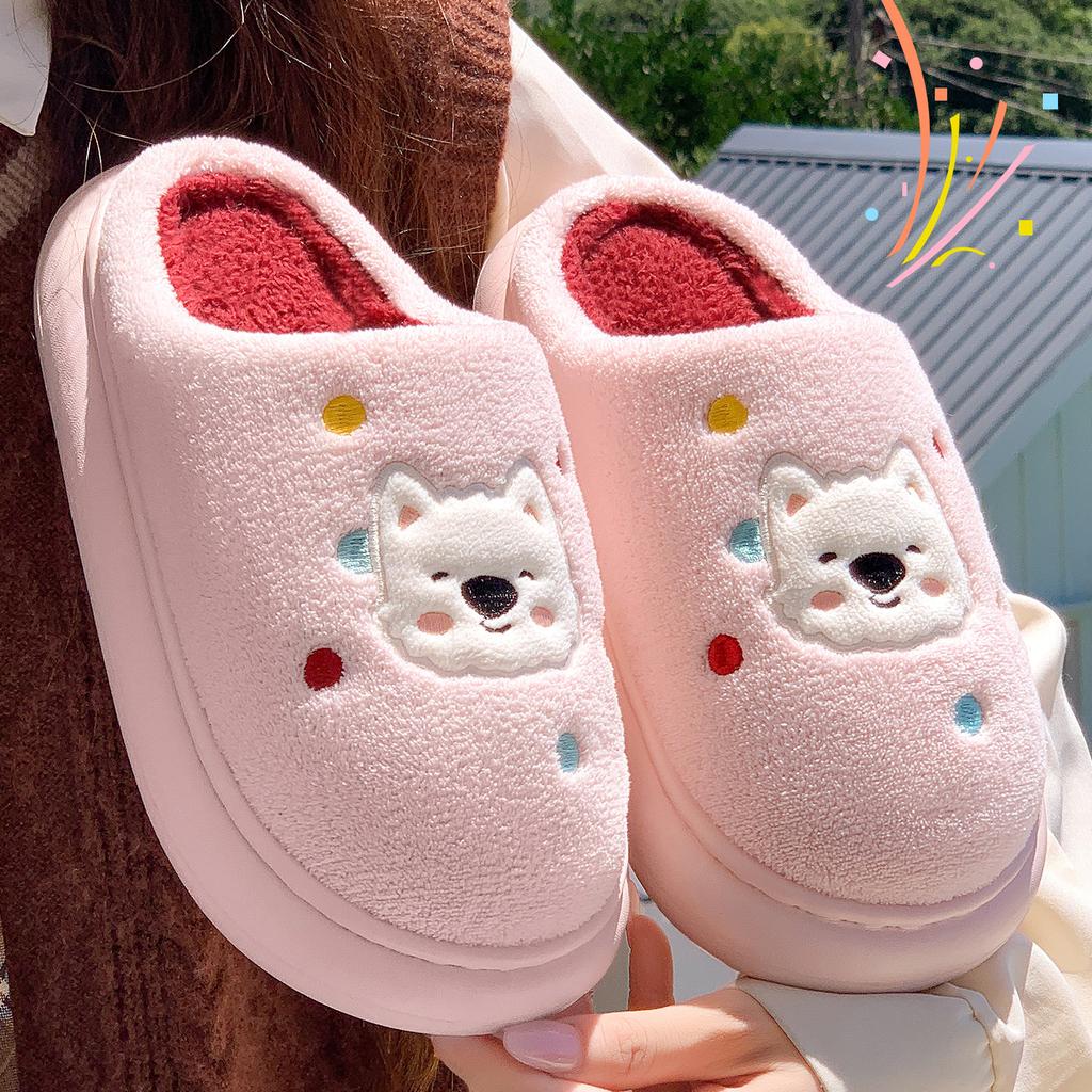 Cute bear cotton slippers autumn and winter 2025 new indoor home thick-bottomed non-slip velvet thermal slippers