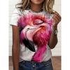 Women's T-shirt with short sleeves and large flower print