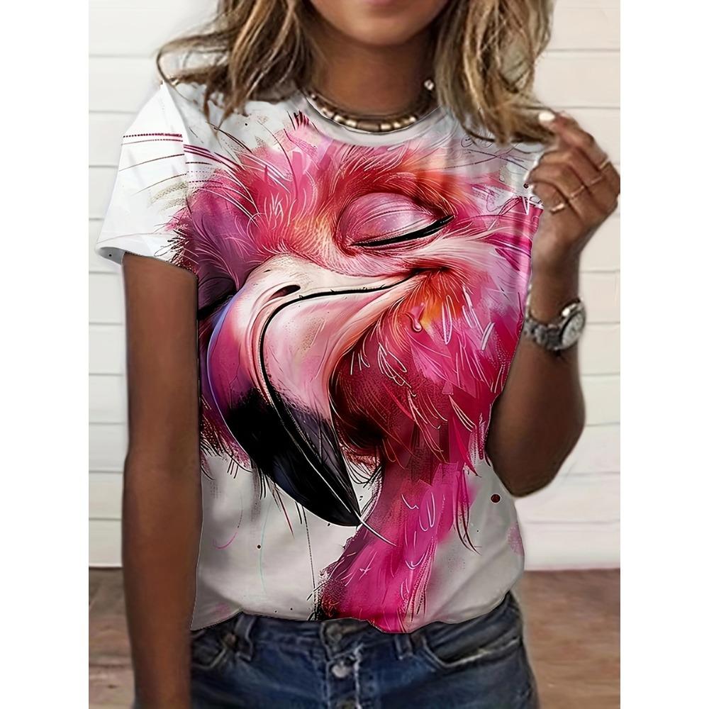 Women's T-shirt with short sleeves and large flower print
