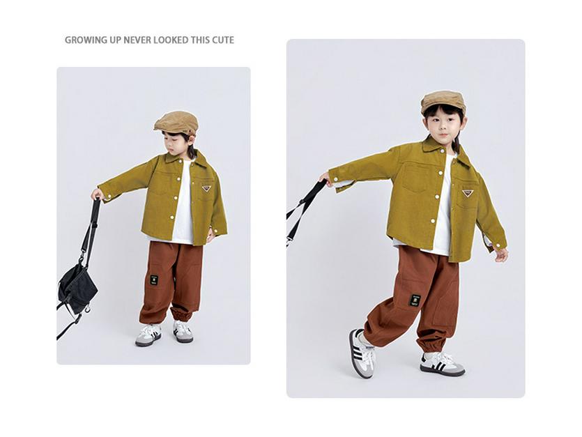 Baumwoll-Cardigan-Hemd für Jungen, Frühling/Herbst 2025 Mode für große Kinder, einfarbige Reversjacke.
