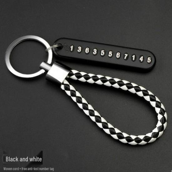 Keychain Anti-Lost Braided Rope with Number Plate for Car Keys and Mobile Phone