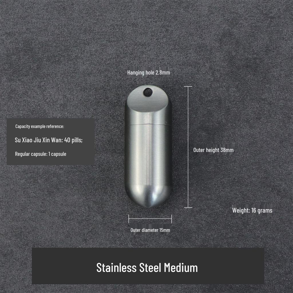 Titanium Alloy Waterproof Portable Pill Bottle - Small Sealed Outdoor Medicine Capsule Box