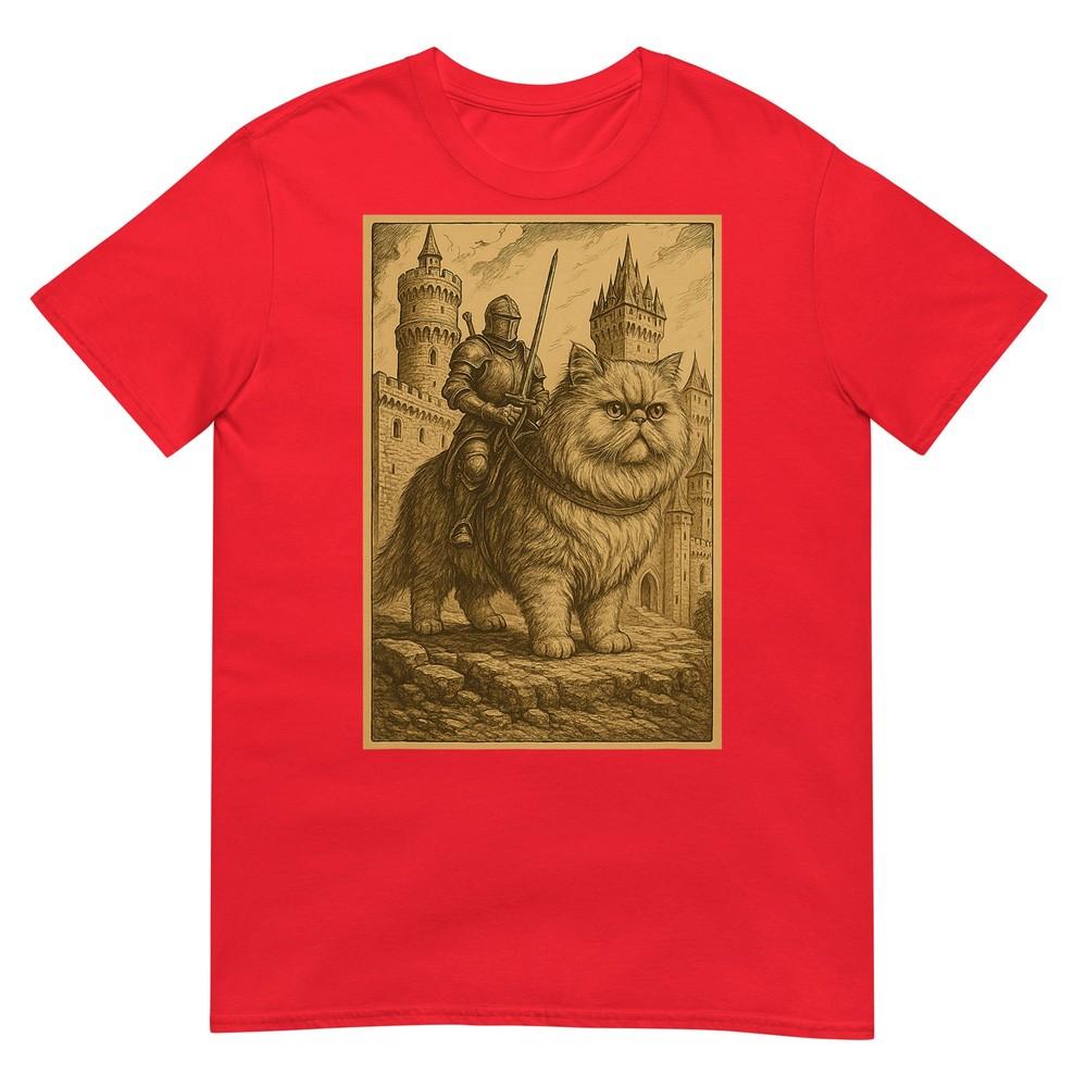 Medieval Knight Riding A Persian Cat Rider Surreal Feline TShirt S