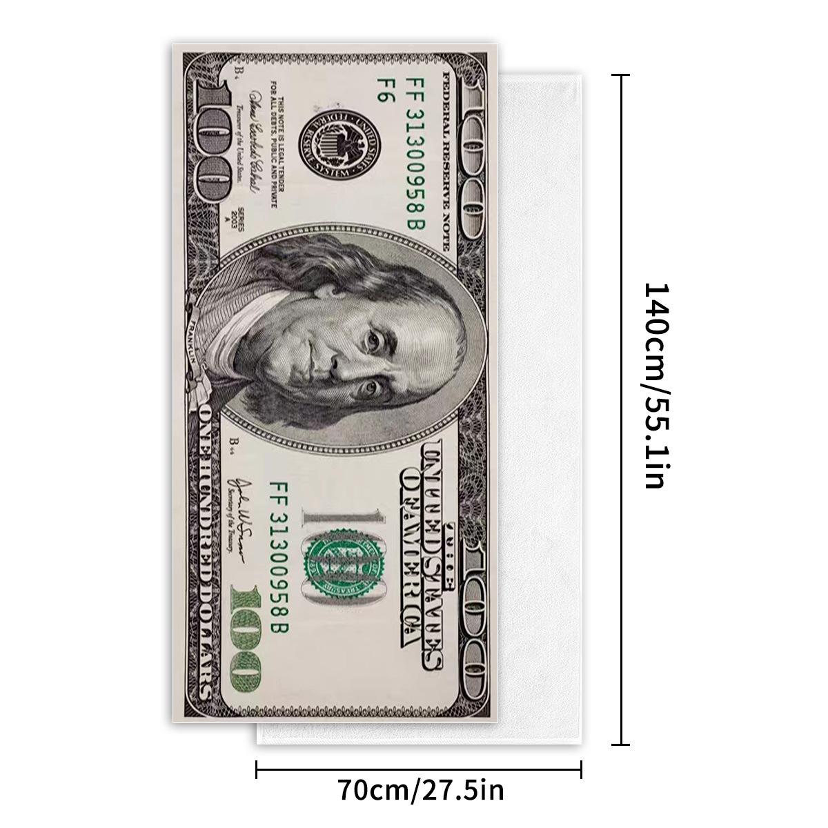 1Pc Giant Dollar Print Beach Towels - Super Absorbent, Oversized Blanket For Men & Women - Stylish Summer Essential 70x140cm
