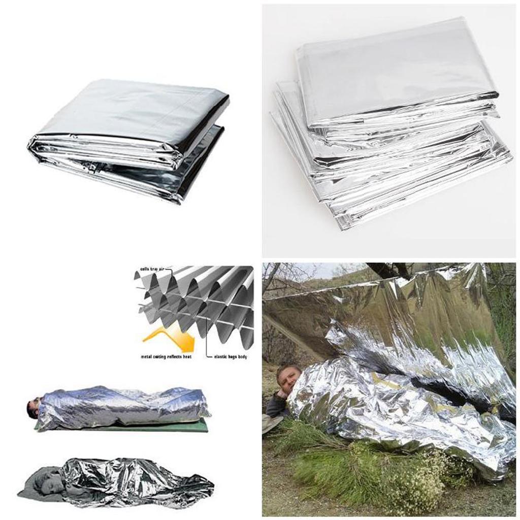 Emergency Blanket 1.3x2.1M Silver Survival Thermal Space Blanket for Camping Hiking Outdoor All Weather Protection
