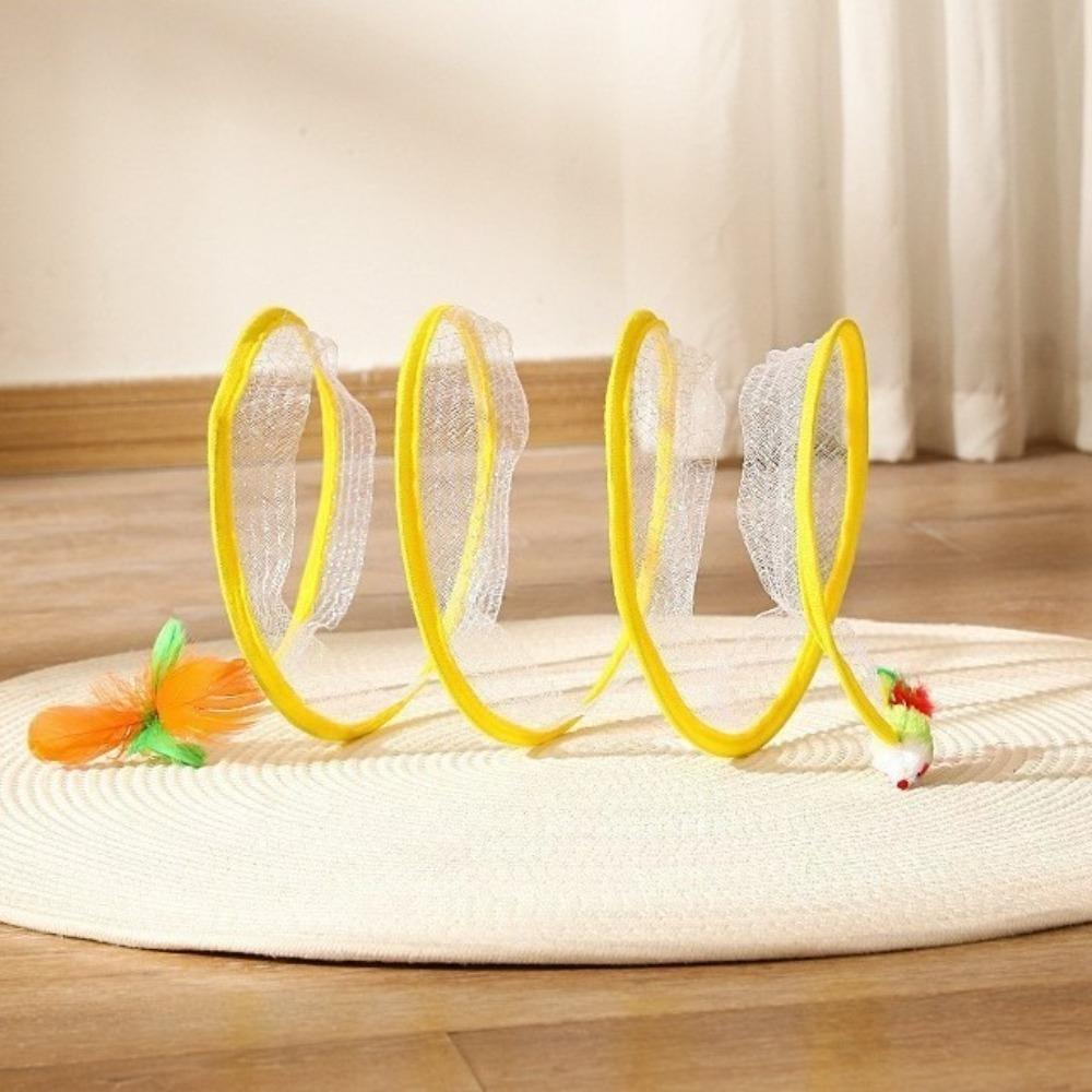 

Interactive Pet Hiding Tunnels Collapsible Design Crinkle Cat Toy New Cat Tunnel Toy Pet Supplies жёлтый