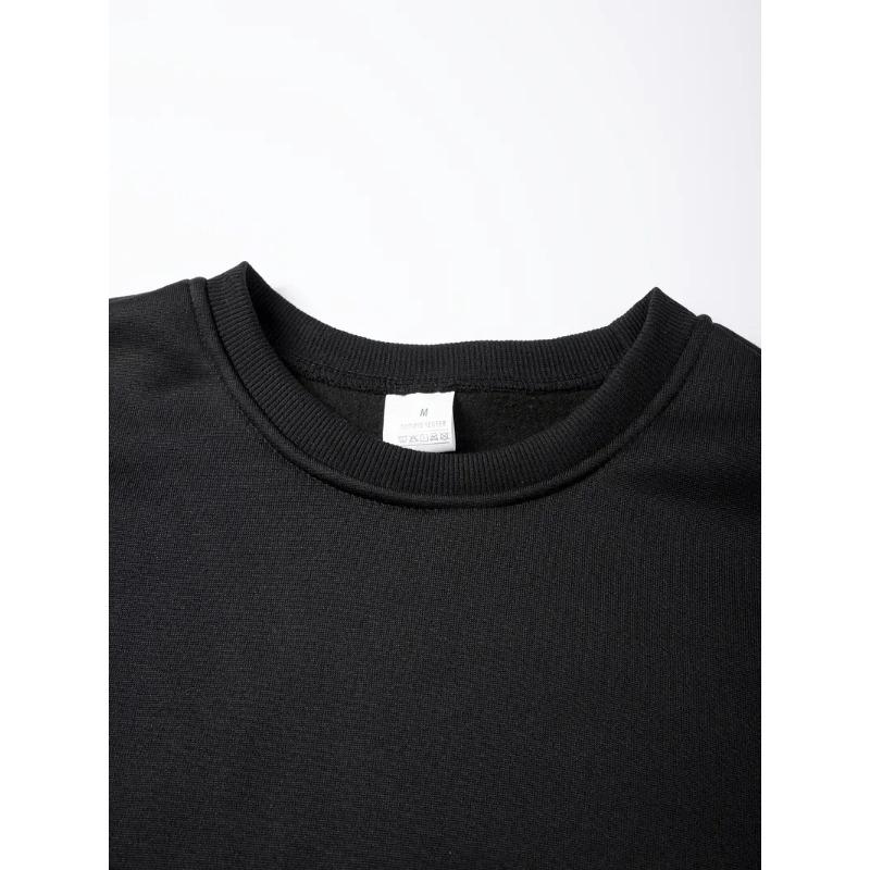Men's Fleece-lined Sweatshirt - New Autumn/winter Collection - Casual Sports Crewneck Pullover - Gk | Minimalist Letter Print Base Layer