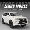 1/32 LEXUS LX570 SUV Alloy Off Road Diecast Metal Model Sound & Light Pull Back Toy Trendy Display Ornament Gift for Boy Collect