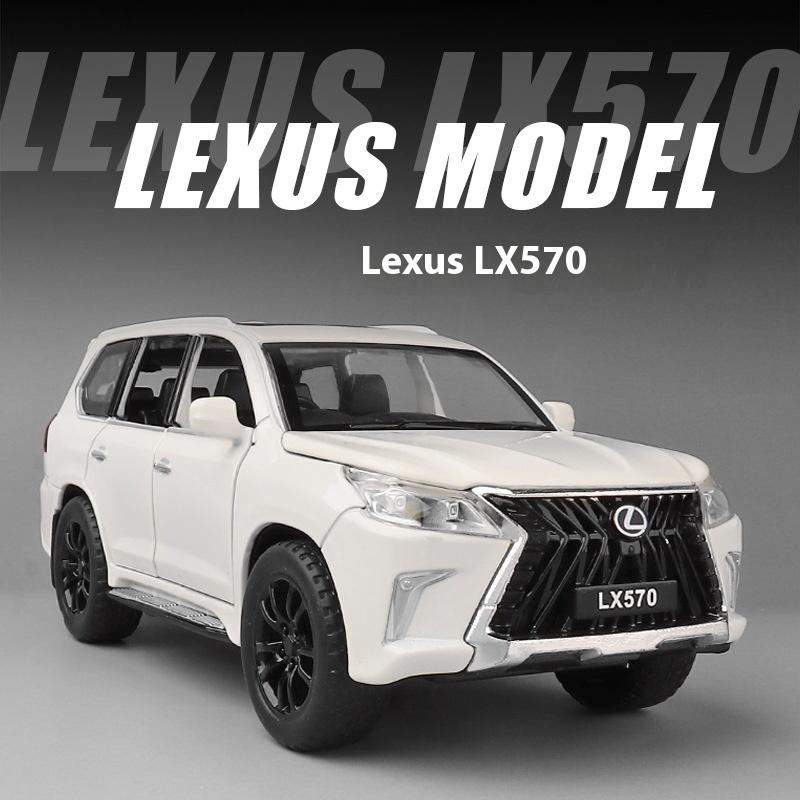 1/32 LEXUS LX570 SUV Alloy Off Road Diecast Metal Model Sound & Light Pull Back Toy Trendy Display Ornament Gift for Boy Collect