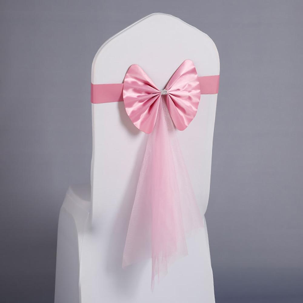 1Pcs Multi Color Chair Bandage Bowknot with Elastic Band Chair Sash Decoration Bow Knot Tie Wedding Chair Ribbon