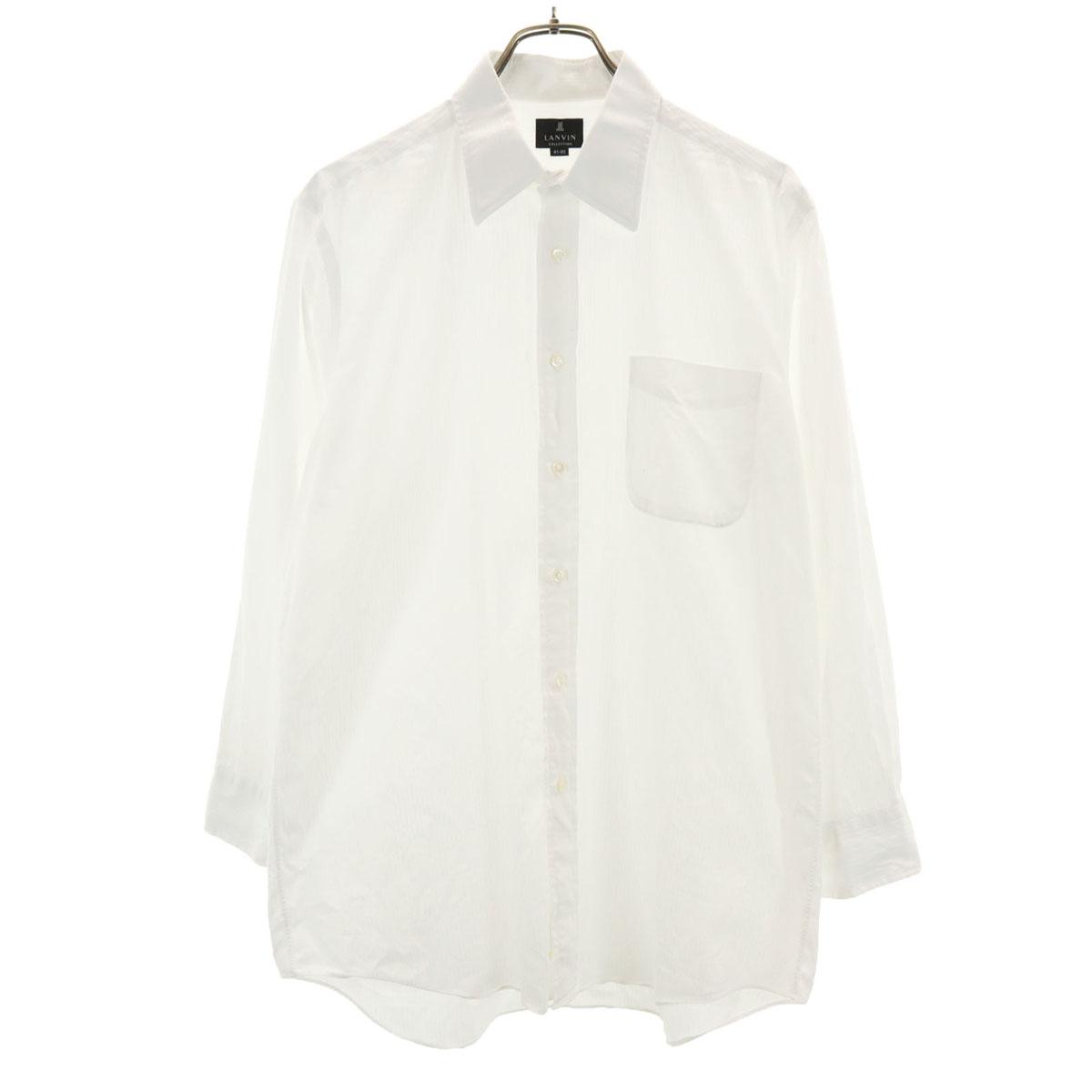 

LANVIN made in Japan Striped Pattern Long sleeve shirt 41-80 White Men s Used