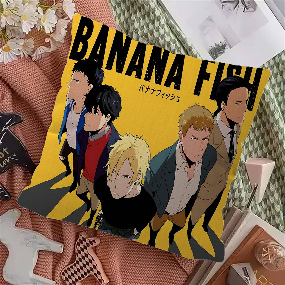 B-Banana F-Fish Pillow Anime Pillow Sofa Bed Head Pillow Cover Cushion Cover 45x45 Cm Fashion