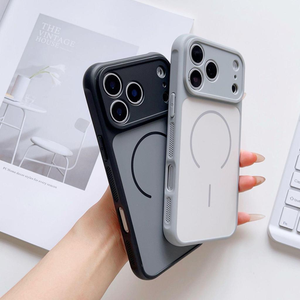 iPhone 17 Pro Max Color-Block Heat Dissipation Magnetic Case, Skin-Feel Matte Anti-Fall Protective Cover