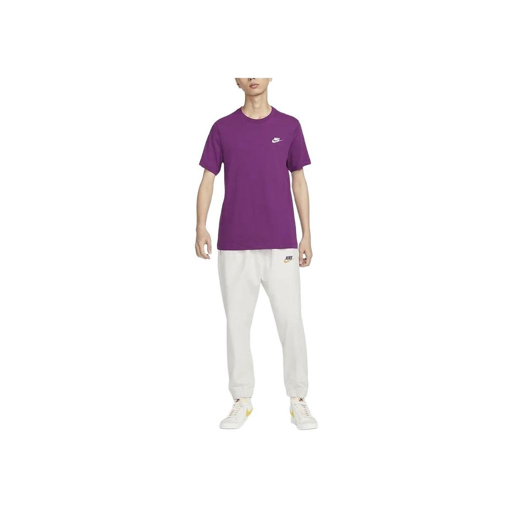 Nike Sportswear Club Soft Cotton Solid Color Crew Neck Casual Short Sleeve Breathable T-Shirt Men T-Shirts Tech-Purple AR4999-504