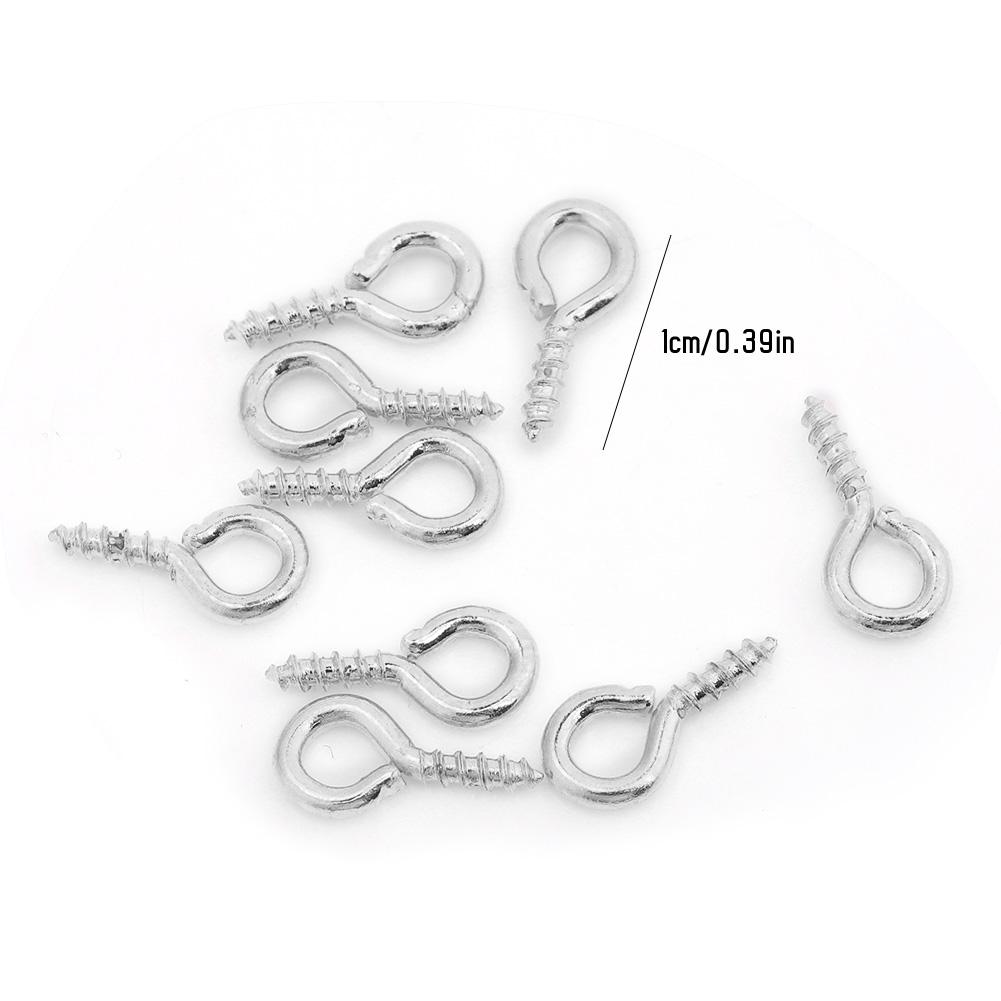 100 Stück DIY Metall Schrauböse Stift Bohrhaken Öse Ton Harz Schmuckzubehör (Silber)