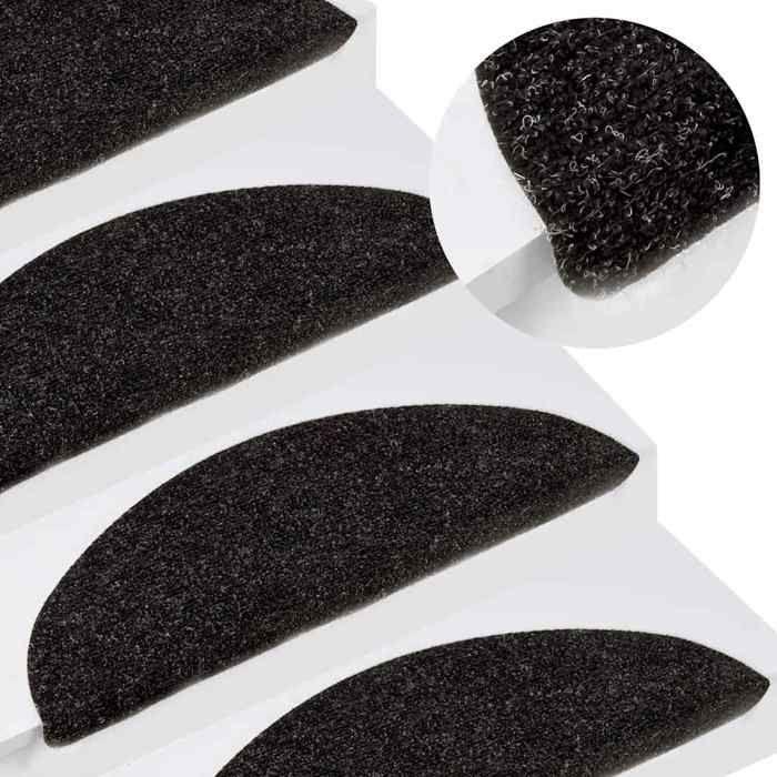 VidaXL Tapis d'escalier autocollants 15 pcs 56x17x3 cm Anthracite 136389
