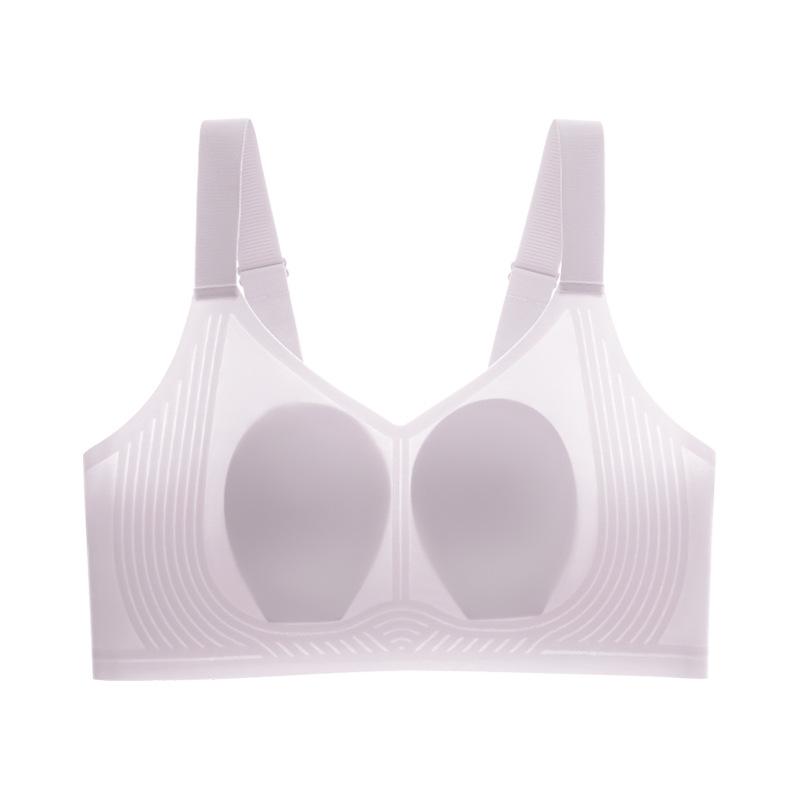 Thin Underwear Women's Big Breasts Show Small Breasts, Gathered and Seamless Integrated Rabbit Ears Soft Support, Closed Breast Bra