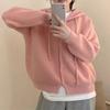 Simple casual hooded knitted cardigan top women's autumn and winter new loose lazy wind sweater jacket