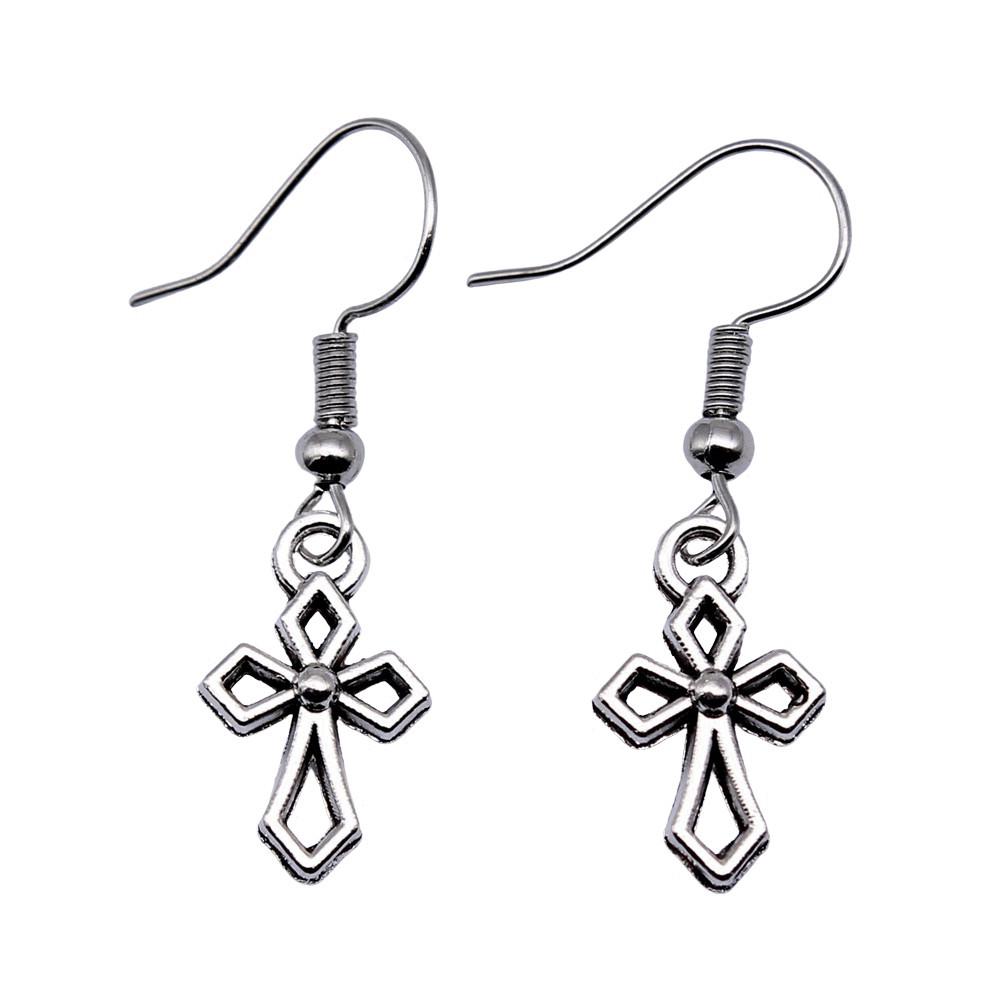 Cross Dangle Earrings Minimalist Gothic Christian Symbol Drop Earrings Girl Jewelry
