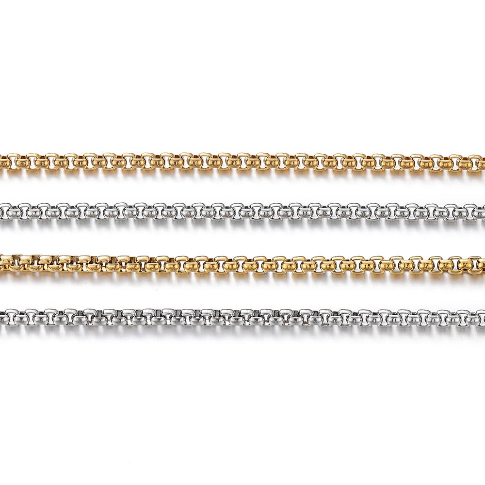 2Meters 2/2.5mm Stainless Steel Square Beads Link Chains for DIY Necklace Bracelet Anklet Jewelry Making Accessories Supplies